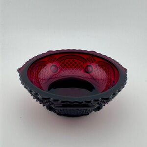 Vintage Avon 1876 Cape Cod Collection Ruby Red Glass Dessert Bowl